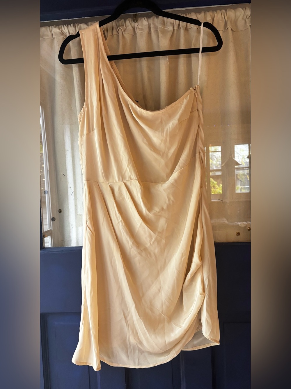 Vero Moda One-Shoulder Cream Draped Slip Dress